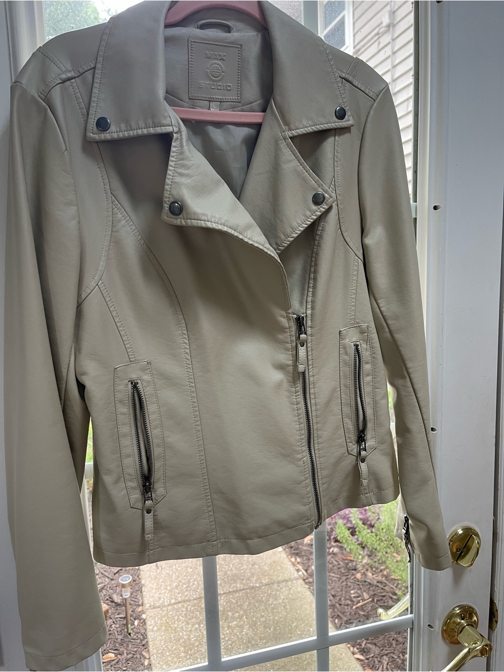 Max Studio Light Cream Moto Jacket